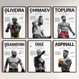 Khamzat Chimaev , Charles Oliveira , Ilia Topmuria , Alexander Volkanovski , Nate Diaz , Tom Aspinall Poster ,UFC Legends Poster – Mixed Martial Arts Art Poster Set Suitable for gyms, set ideal for gifting