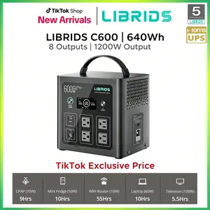 LIBRIDS C600 Portable Power Station for Home Backup,Camping ,Outages, Solar Generator,640Wh LiFePO4 Battery 8 Ports Ultra-Fast 0-80% Charging in 1Hr,Emergency Supply,Travel RVs Emergencies Gas Generator Alternative Charging Rechargeable