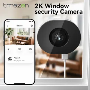 No-Drill Window Security Camera 2.5K 4MP – Color Night Vision, No Subscription, 24/7 Recording, Easy Install Indoor Home Cam，See Outside Clearly, Color Night Vision