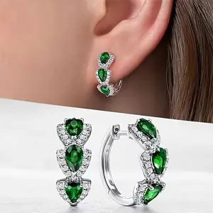 Minimalist Klein Blue Zircon Hoop Earrings| Trendy Diamond-Encrusted Dainty Ear Jewelry sterling silver hoop earring | girl charm #elegant#day collar#dorsey earrings#statement style#casual all-season #ZirconJewelry #MinimalistJewelry #StatementEarrings