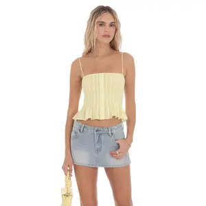 Smocked Button Top in Yellow
