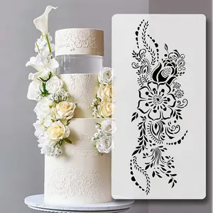 1Pcs Floral Pattern Cake Stencils Sprinkler Mold, Reusable Food Grade Baking Decoration Template, Pastry Decorating Tools, Home DIY Cake Printing Tool, Wedding Birthday Party Decor