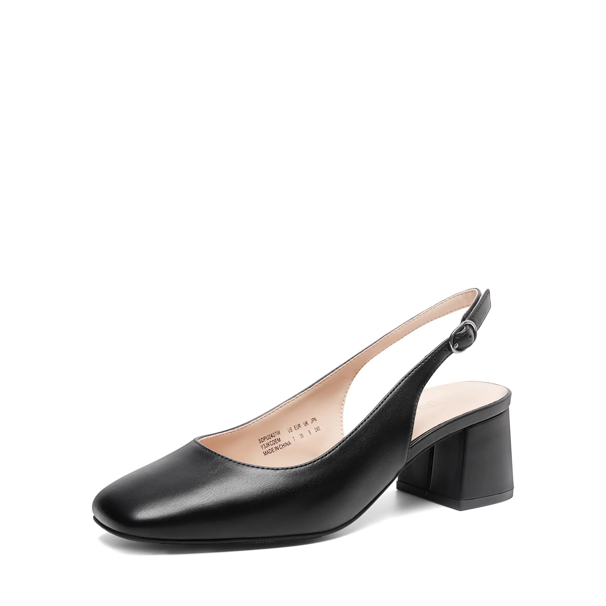 Dream Pairs Comfortable Heels for Women, Soft Vegan Synthetic Chunky Slingback Pumps with 1.97" Block Heel for Office, Footwear, Shoes, Classic, Business, Slip On, 1.97" High, Women's Shoes, Square Toe, High Heels