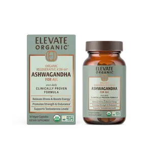 Elevate Organic KSM-66® Ashwagandha Capsules, Regenerative Organic Certified with Acti Veda™ (30 Servings)