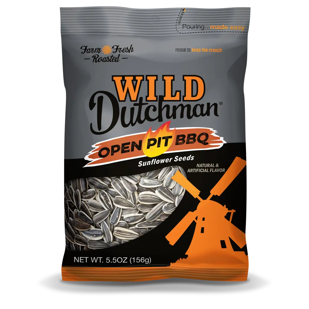 OPEN PIT BBQ FLAVORED SUNFLOWER SEEDS • 5.5 OZ/12 pack