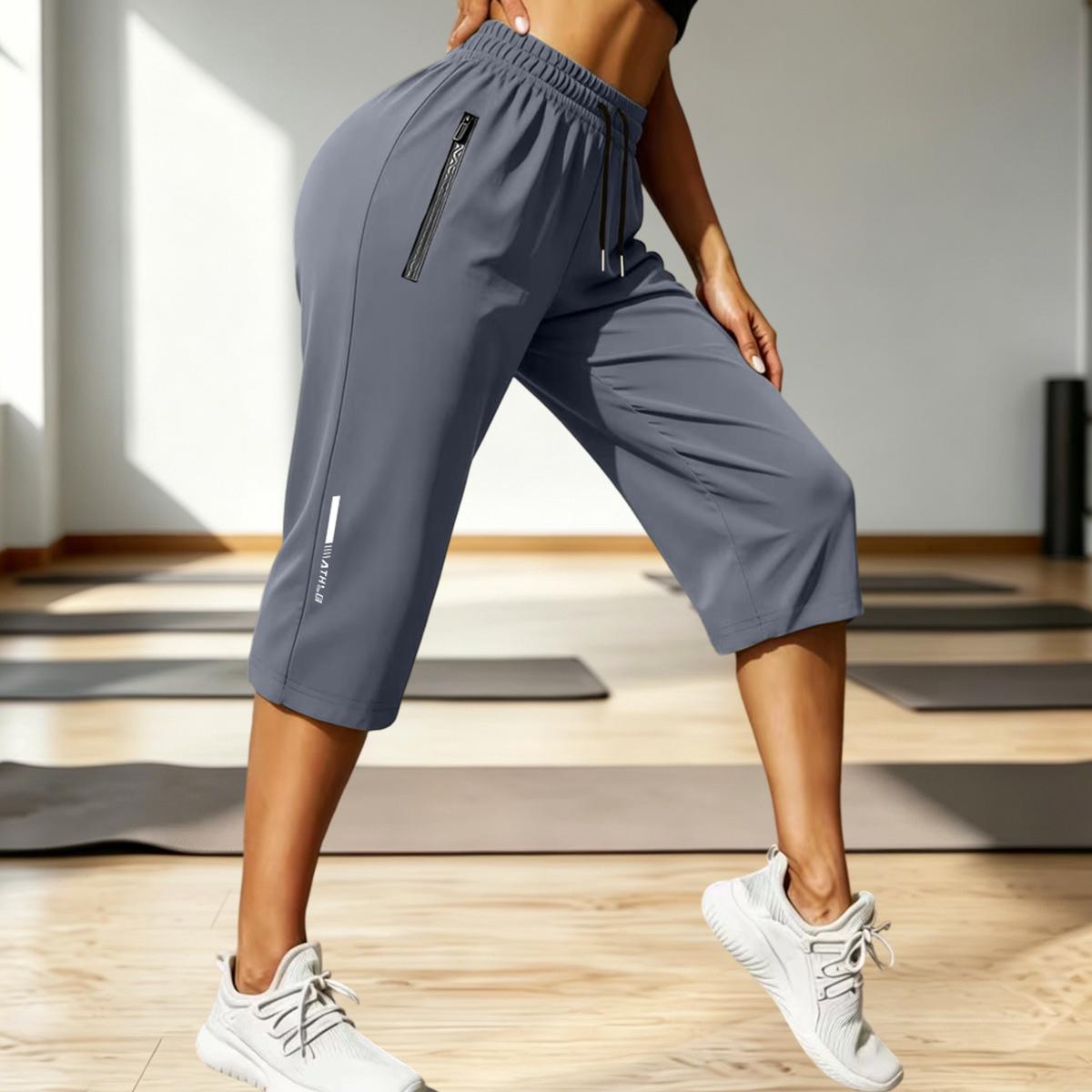 Women's Active Nylon Pants, Loose Straight Leg Fit with Zippered Storage Pockets and Drawstring Waist for Hiking, Women's Clothes, Clothes, Pants For Women,clothes for back to school,first day of school outfits