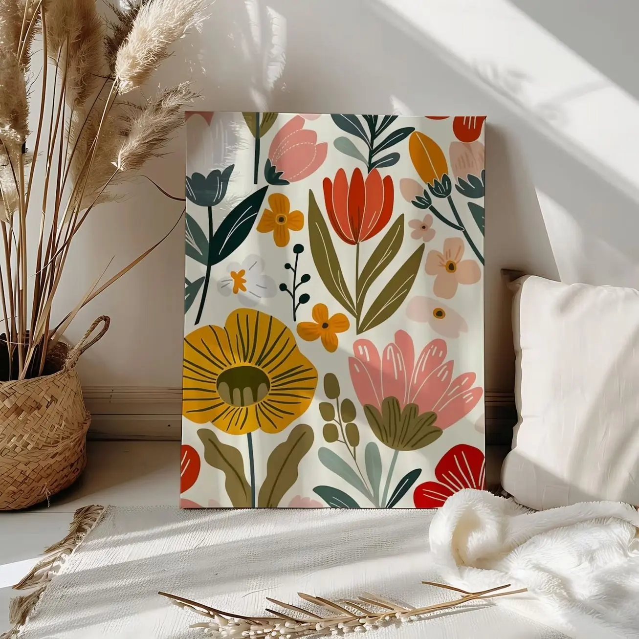 Abstract Flower Paint by Number Colorful Wildflower Acrylic Paint by Numbers Boho Floral Botanical Wall Art Canvas Color Paint Number Kit
