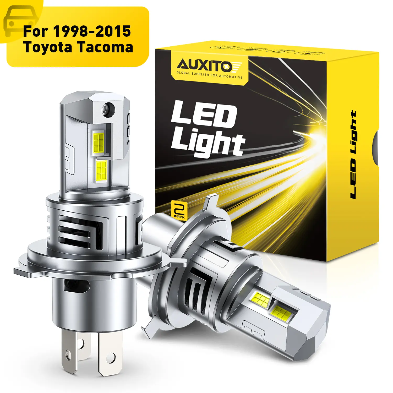 For 1998-2015 Toyota Tacoma LED Headlight Bulbs-H4 9003 High/Low Beam LED Bulbs, 48000LM insane Brightness,6500K White,60,000Hrs Long Service Life with Cooling Fans,CANBUS Ready,No Flickering,Pack of 2