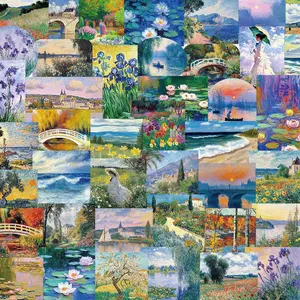 Monet Oil Painting Pattern Sticker, 1 Set Creative Oil Painting Pattern Sticker, DIY Decorative Sticker for Stationery & Water Bottle & Laptop, Ornaments, Art Stickers