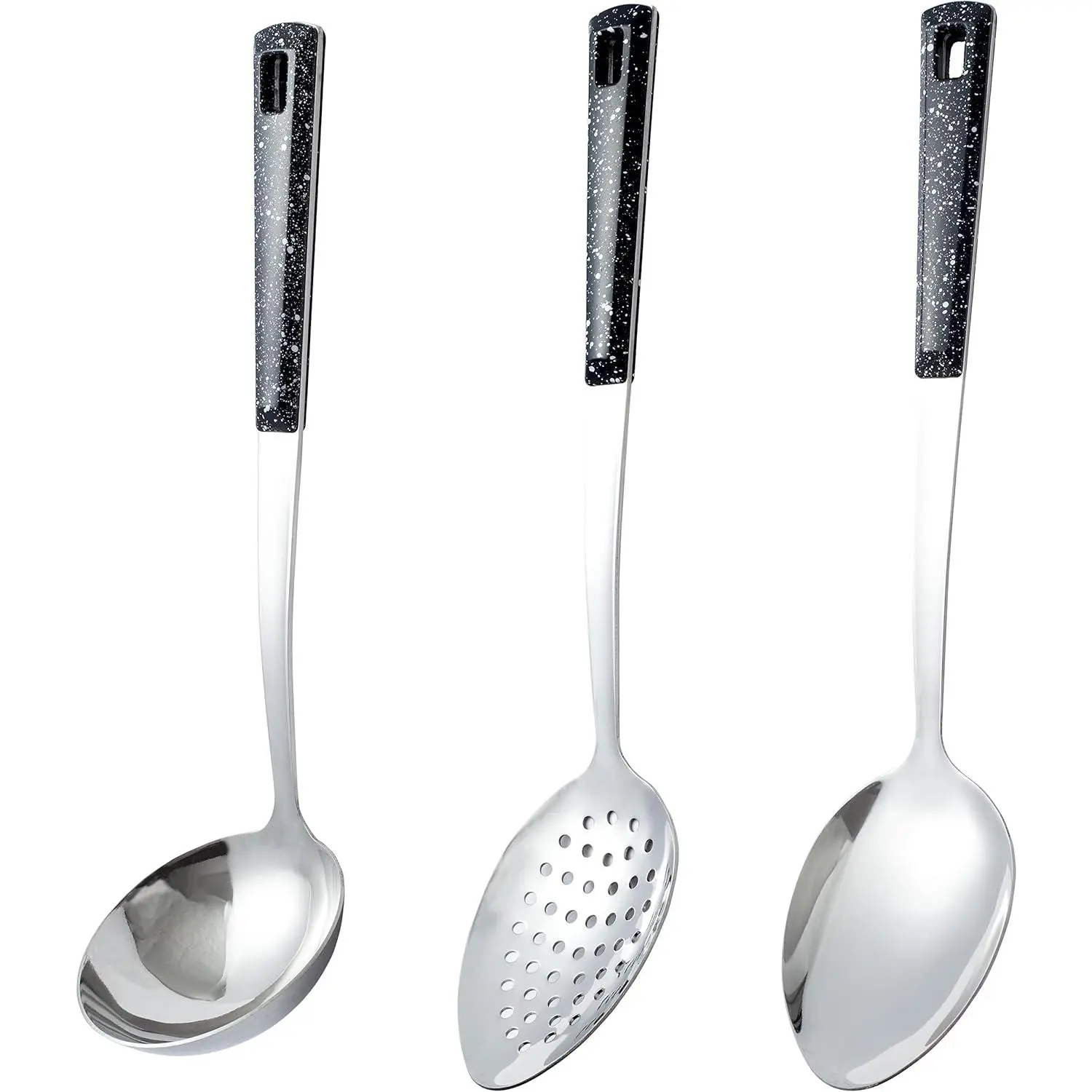 3-,Stainless Steel Serving spoons set with Slotted Spoon, Serving Spoon and Perforated Spoon, soup ladle,chen cooking serving utensils set cooking spoon