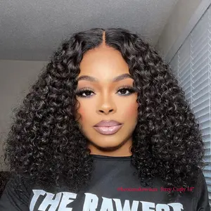 Arabella 15A Remy Hair 14" Curly Bob Wig 100% Human Hair 6x6 T-part Glueless Lace Closure Wigs Put On Go Beginner Friendly
