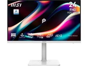 MSI 24 inch Full HD 144Hz IPS AMD FreeSync 1ms USB-C White Computer Monitor with Height Adjustable, Swivel, Pivot & Tilt Stand for both work & Gaming PRO MAX 241PHW E14