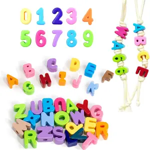 50Pcs 20mm Large Plastic Letter & Number Beads with Large Hole Acrylic Slider Charms Letter Charms Initial Charms for Wristbands Bracelets Necklace Jewelry Making, Beading Making, Diy Beads