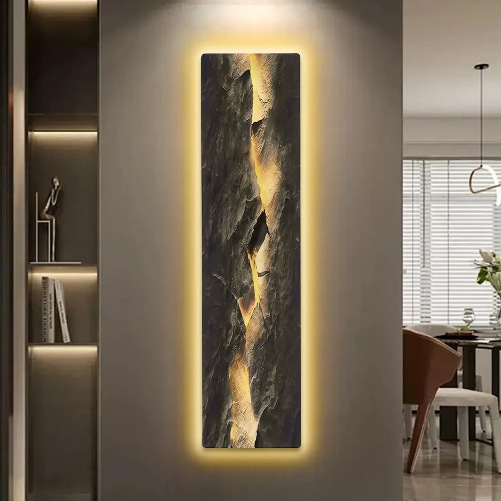 Homary Modern Abstract Textured Wall Art - USB-Powered Lightweight Engineered Wood Wall Art, Indoor Home Decoration for Living Room, Entryway Decor, Artistic