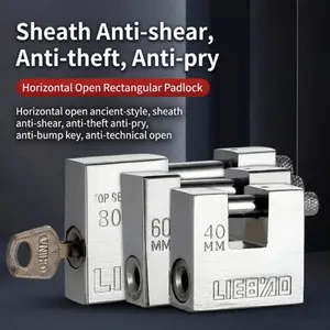 High Security D-Shaped Padlock Set with Keys, Heavy Duty Lock, Ideal for Garage Doors, Shipping Containers & Gates, Includes Three High-Security Locks