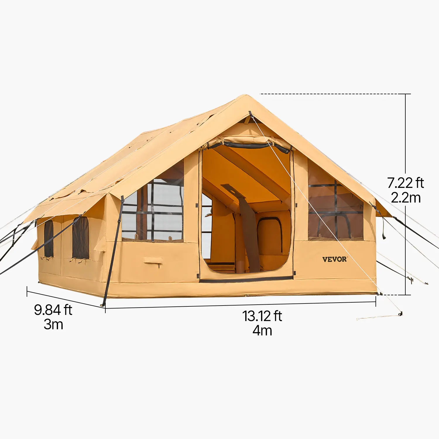 VDFSAG Inflatable Tent 4*3.1m / 4.8*3.6m for Camping 5-8 Person / 12-16 Person Glamping Tent with Pump Easy Set up