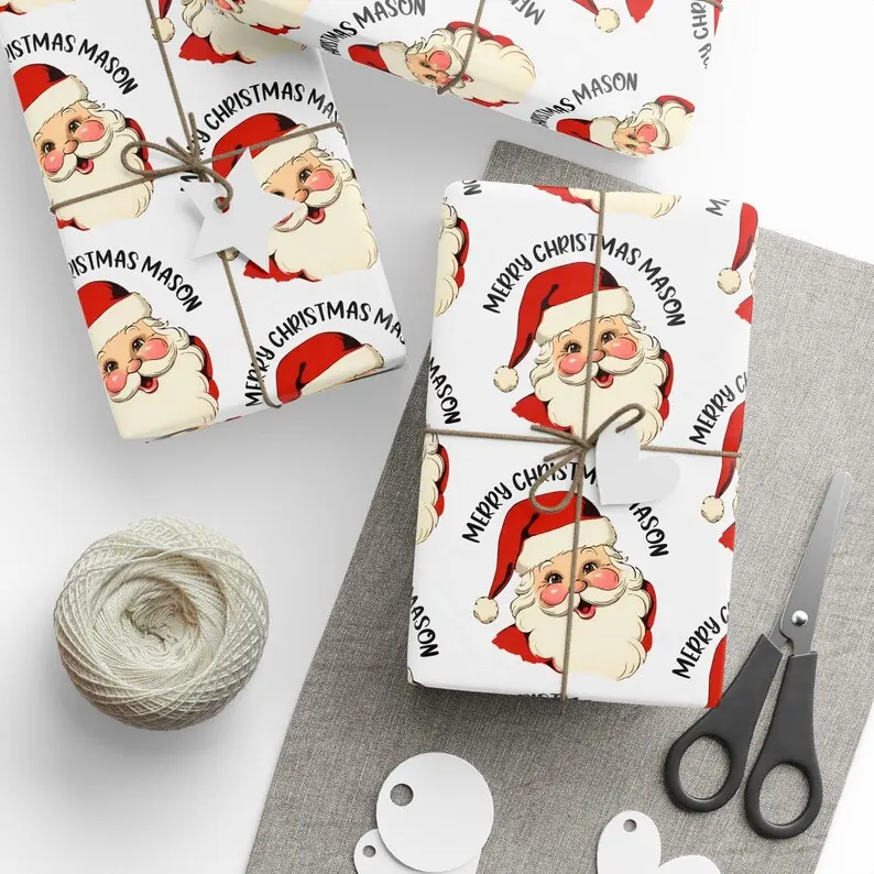 Christmas Wrapping Papers, Personalized Custom Name Gift Wrap, Holiday Presents, Xmas Crafting Supplies, Festive Gift Packaging, Custom Gift