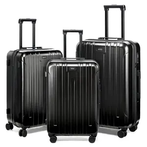 Kibachev Vacuum Carry on 3 Piece Luggage Sets with Spinner Wheels - 360° Silent Spinner Wheels & Tsa Locks, Hard Shell Suitecase Set with Travel Sling Bag & Vacuum Pump, Black