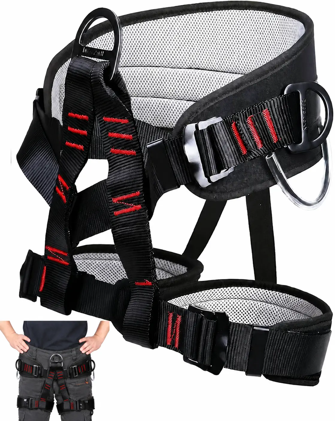 Adjustable Thickness Climbing Harness Half Body Harnesses for Fire Rescuing Caving Rock Climbing Rappelling Tree Protect Waist Safety Belts