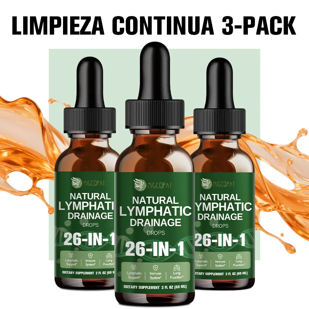 Migcopat 26-in-1 LIMPIEZA CONTINUA 3-PACK ,Lymphatic Drainage Supplement: Reduce Bloat, Reduce Puffiness, Detoxify, Support Lymph, 2 fl oz，#Summervibes