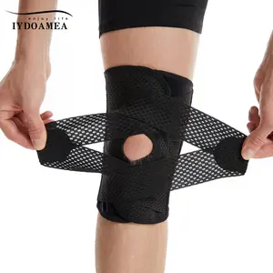 IYDoaMea 1pc Large Size Knee Compression Wrap Brace - (Order A Size Up) - Breathable Adjustable Knee Brace For Men And Women, Knee Brace With Side Stabilizers