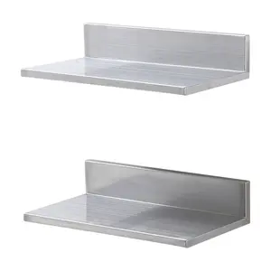 Father's Day Gift VEVOR 8.6" x 16" Stainless Steel Shelf, Wall Mounted Floating Shelving with Backsplash, 44 lbs Load Capacity Commercial Shelves, Heavy Duty Storage Rack for Restaurant, Bar, Home, and Hotel (2 Packs)
