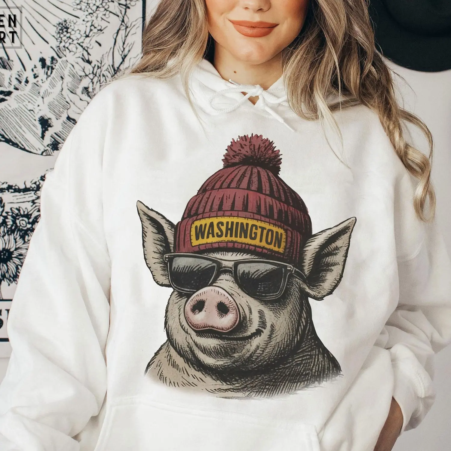 Vintage 90s Washington Football Mascot Hoodie Sweatshirt T-Shirt, Washington Hoodie, #CCommanderrr merch, Sweater Washington Fan Gift, Washington T-Shirt Hoodie 2O3U