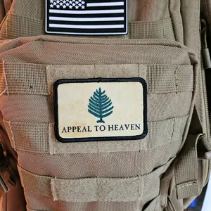 appeal to heaven  pine tree flag  removable patch 2"x3" morale patch with hook and loop backing distressed look background