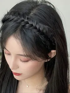 Vintage Braided Hairband with Bangs, Free-Style Side Swept, Adjustable Headband, Knotted Headband, Headband Head Wrap, Multi-Purpose Cute Outdoor Street Style Headwear, Fashionable Accessory