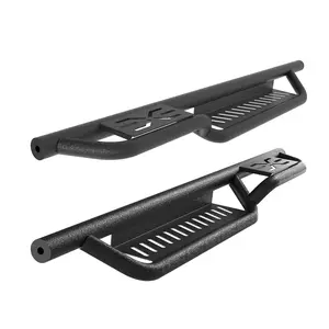 【GARVEE】Running Boards w/Two Stairs Design All-Steel Build, Bolt-on Side Steps Compatible with 1987-2006 Jeep Wrangler YJ/TJ 2 Door, Black Powder Coated Nerf Bar