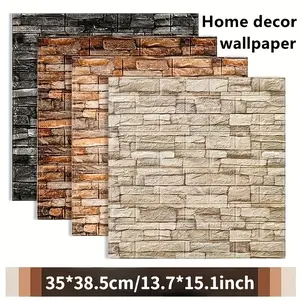12-Piece Stone Texture Self-Adhesive Decorative Wallpaper, Easy Clean Installation, DIY Suitable for Living Room Bedroom Background Wall Decor