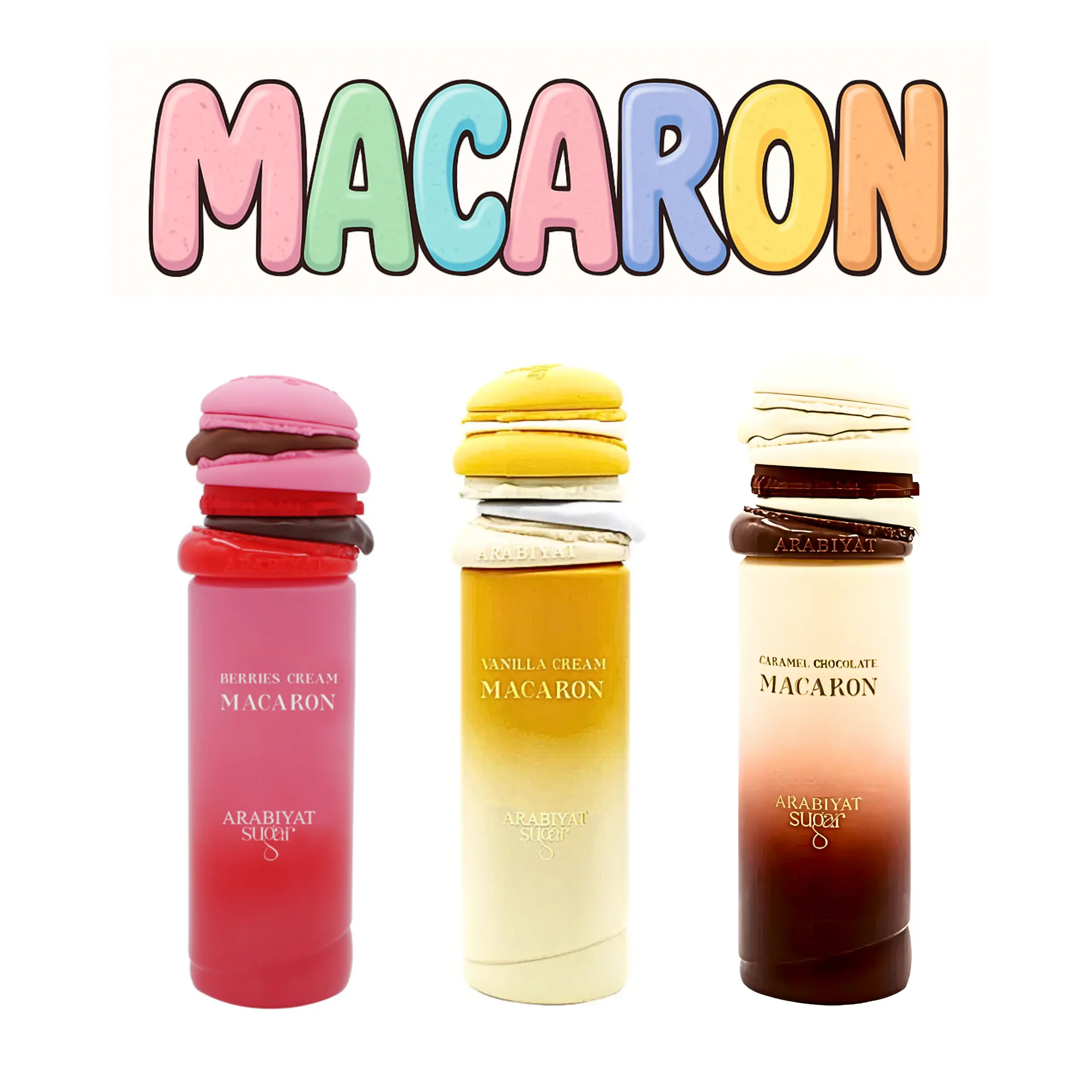 Arabiyat Women's Sugar Macaron Fragrance Discovery Set, 3-Piece Gourmand Eau de Parfum Gift Set with Jasmine, Honey & Bubbly Aromatic Scents