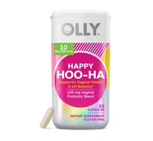 OLLY Happy Hoo-Ha Probiotic Capsule for Women's or People with Vaginas, 25 Capsules with Lactobacillus acidophilus La-14 & Lactobacillus rhamnosus HN001, Yellow Label