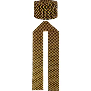 African Kente Pattern Hats Scarf Kufi Hat Ankara Print Cap and Shawl Clothing Stole Sash for Black Men 2 Pcs2026