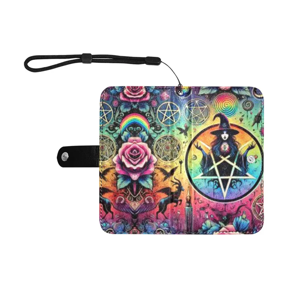 Trippy Gothic Witch Flip Leather case,Mobile Phone wallet Card Cash