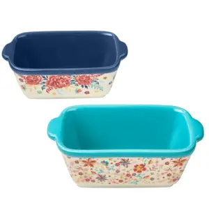 Keepsake Floral 4.8 Ceramic Mini Loaf Pans, Set of 2