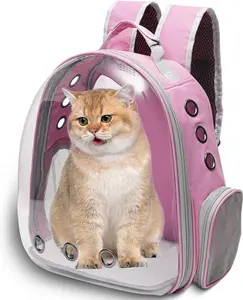 Cat Carrier Backpack, Pet Carrier Backpack Front Pack for Small Medium Cat Puppy Dog Carrier Backpack Bag Space Capsule, Airline-Approved Pet Carrier for Travel Hiking Walking Camping (Pink)