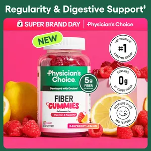 Physician’s Choice Fiber Gummies for Digestive Health & Regularity - HSA/FSA Eligible - No Sugar Added & Vegan - Daily Gummy for Adults