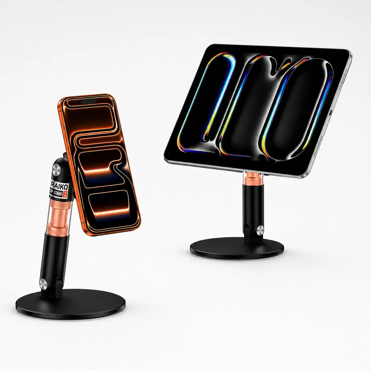 JINRAIKO Magnetic Desk Tablet Stand - Adjustable Holder with Smartphone/Cellphone Mount, Mobile Accessory for Clean Setup, Adjustable View for Work & Study, Accessories, Aluminum Alloy