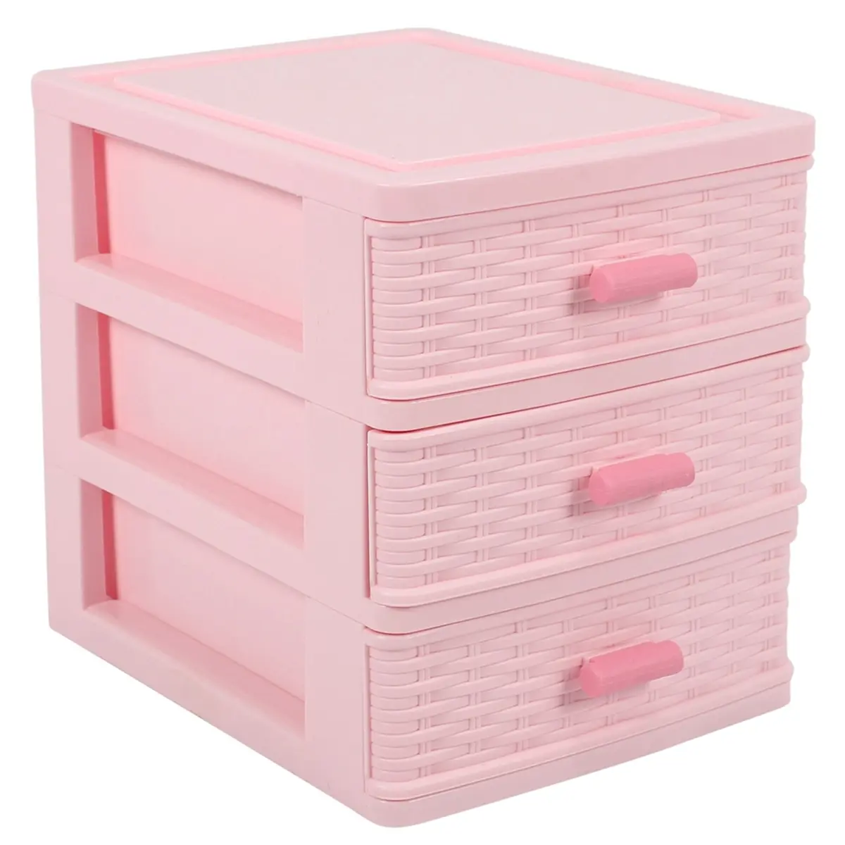 Plastic Drawer Storage Box, Portable 3-Compartment Organizer in Pink for Small Parts, Jewelry, and Crafts, 18 x 15.5 x 13cm, With Compartments, Easily Organize Small Parts, 1 X Storage Box