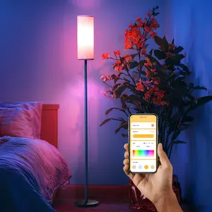 DAYBETTER Floor Lamps For Living Room, Dimmable 2700-6500k, Modern Floor Lamp With Remote, Tall Standing Lamps For Living Room Bedroom Office Corner, Foot Switch, Beige Shade, 9w Rgb Led Bulb.