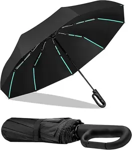 Automatic Folding Umbrella 1 Count 60pcs Portable Rain Umbrella with Loop Buckle Windproof Waterproof for Men Women