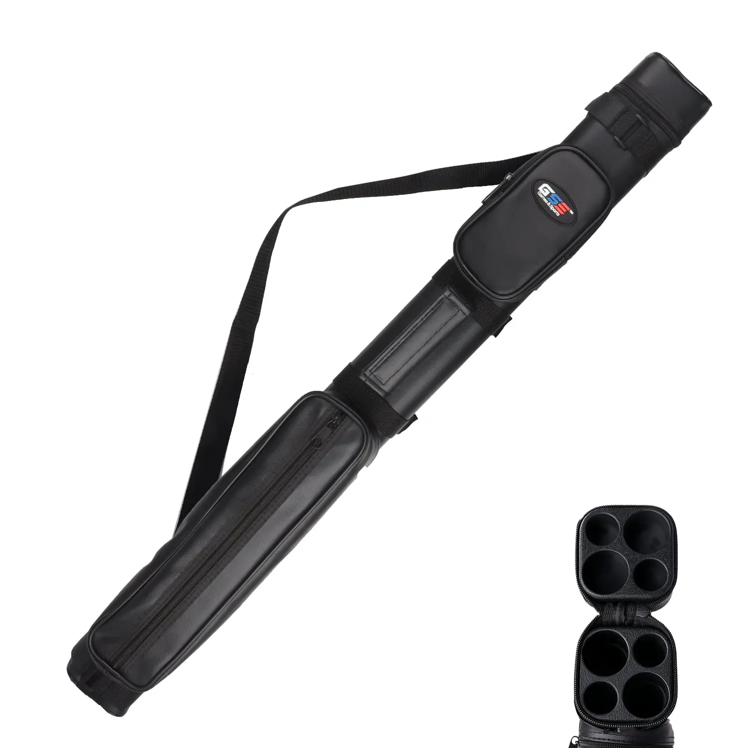 2x2 Hard Square Billiard Pool Cue Stick Carrying Case (Black/Blue/Brown/Burgundy/Dark Grey)