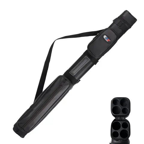 2x2 Hard Square Billiard Pool Cue Stick Carrying Case (Black/Blue/Brown/Burgundy/Dark Grey)