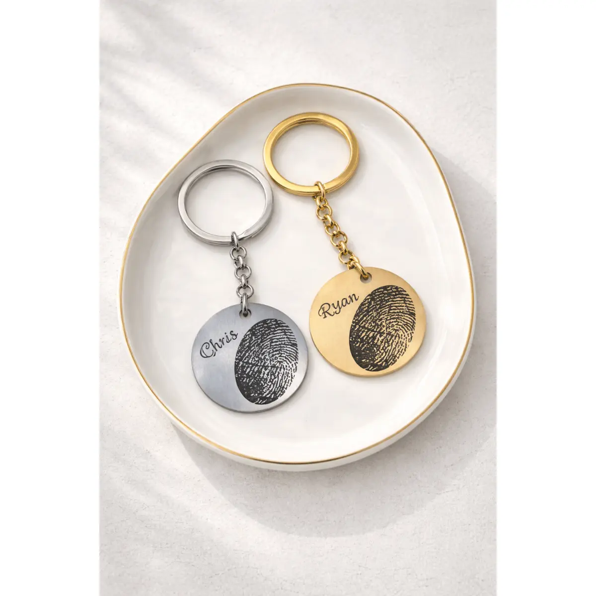 Memorial Thumbprint Keychain - Bereavement Gift | Funeral Keepsake