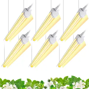 Barrina T8 Plant Light, 144W(6 x 24W, 800W Equivalent), 2FT, Full Spectrum, Linkable Design, V-Shape with Reflector Combo, Yellow, 6 Packs