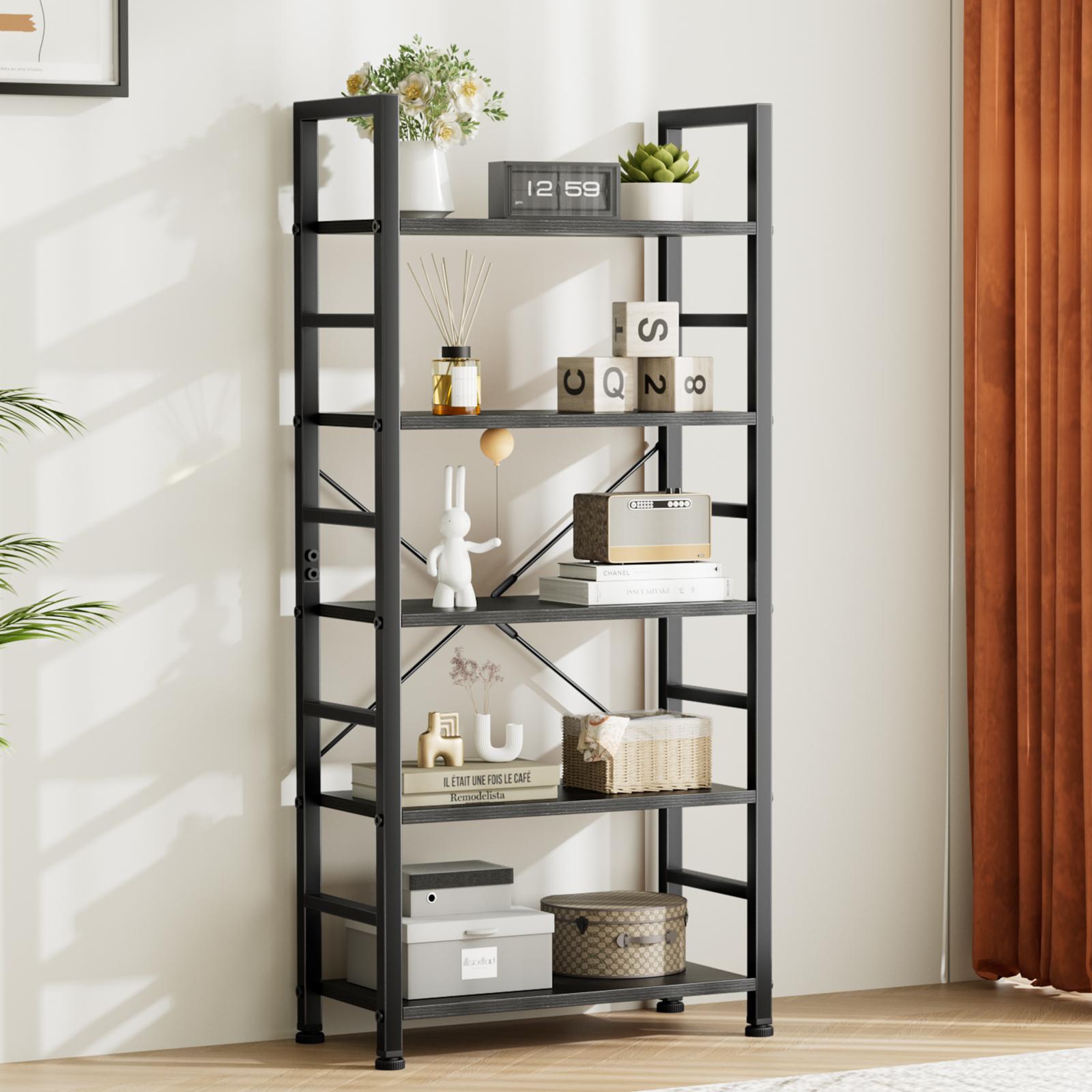 Sweetcrispy 5-Tier Decorative Bookshelf - Classical Modern Apartment Furniture, Tall Organizer Storage Shelves for Bedroom, Living Room CDs, Books, Movies (Ideal for Home)