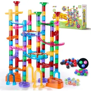 137Pcs Glowing Marble Run - Construction Building Blocks Toys with 15 Glow in The Dark Plastic Marbles, STEM Toy Presents for Boys and Girls, Birthday Gifts, Easter Basket Stuffers
