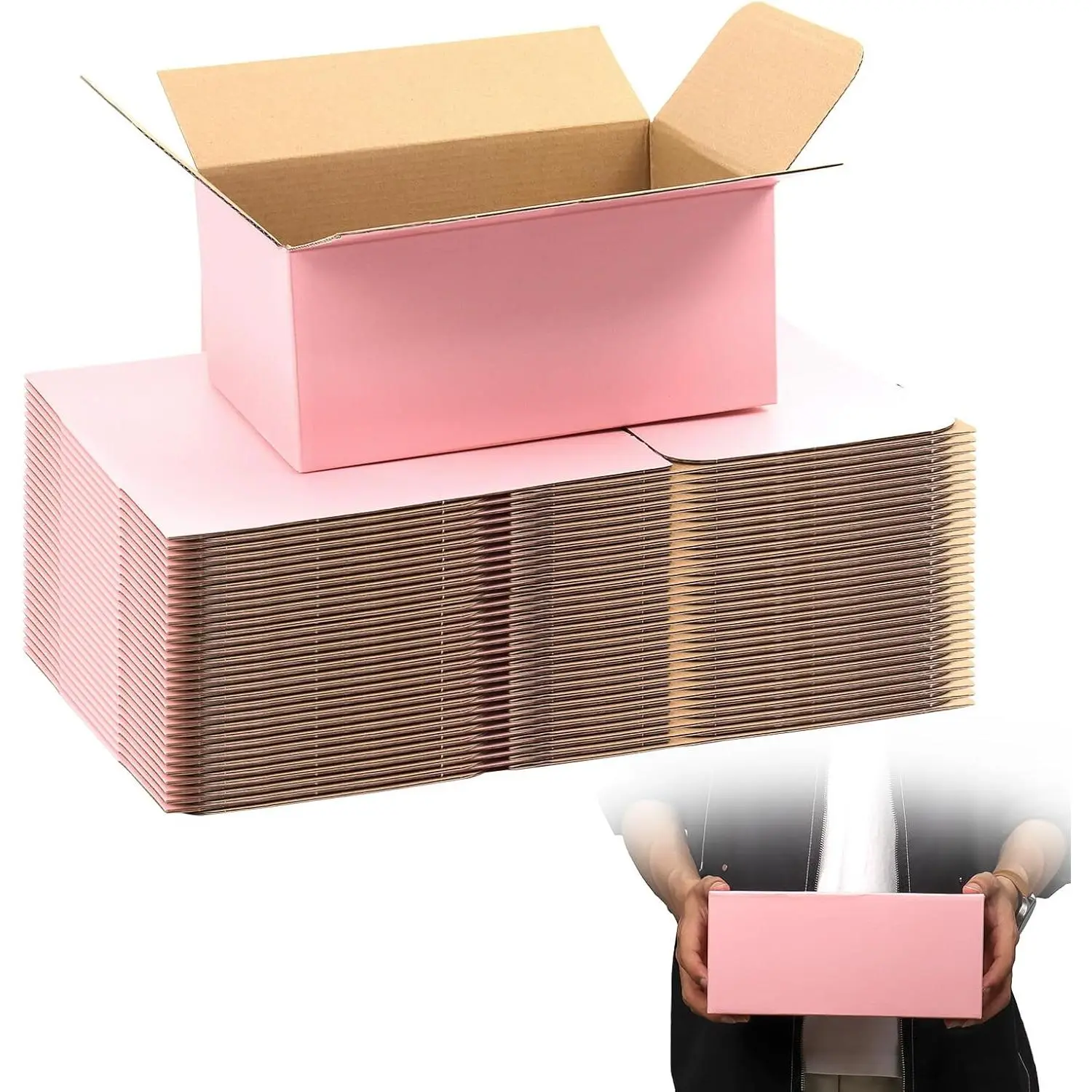 Smooth Compression 9x6x4 Pink Corrugated Cardboard Shipping Boxes, 30-Pack Mailing Boxes for Small Business Small Items Packaging