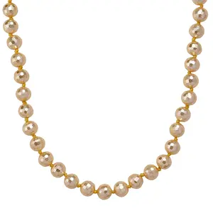 Shop LC Faceted Golden Shell Pearl Necklace 18-20 Inches in Stainless Steel